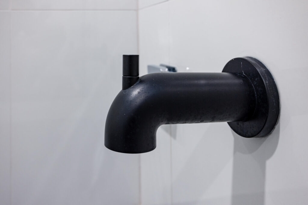 black shower spout trim with diverter