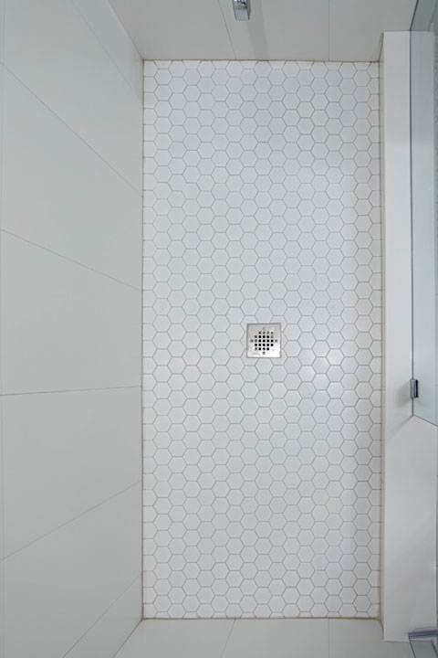 shower unit basic hexagon base with water drain