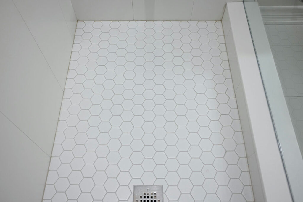 hexagon shower base with water drain